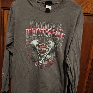Harley-Davidson Gray Long Sleeve Tee with Graphic Design